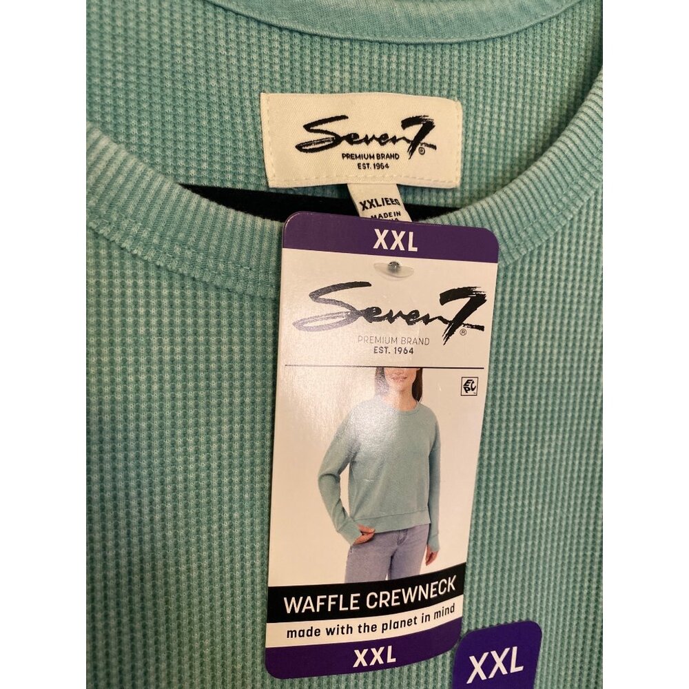 NWT Seven7 Waffle Knit Mint Green Crewneck Top Size XXL - Picture 2 of 6